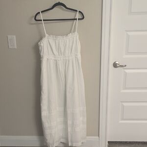 J.Crew Factory White Sleeveless Elastic-Waist Maxi Dress